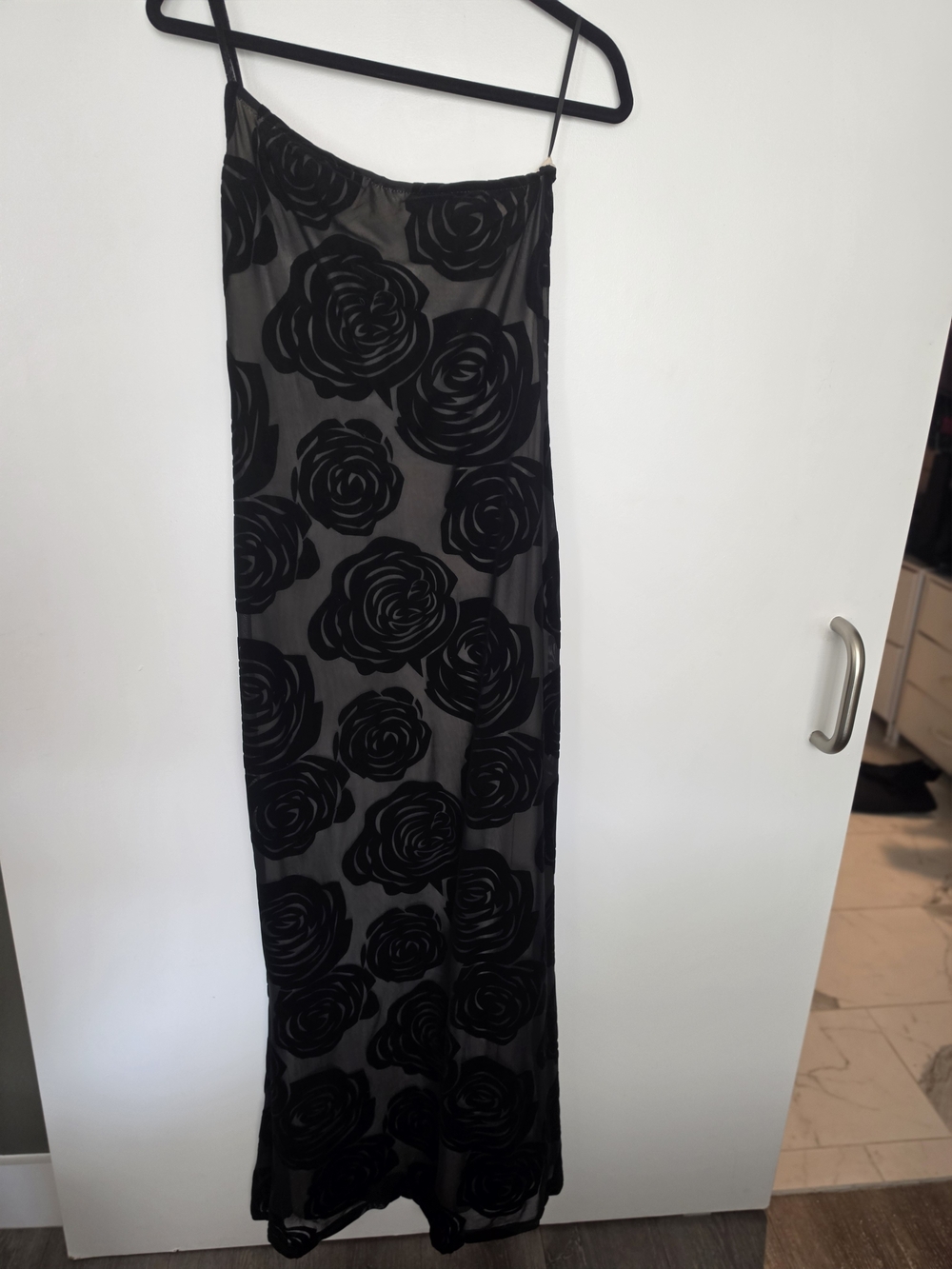 Commense Black Floral Mesh Maxi Skirt NWT M